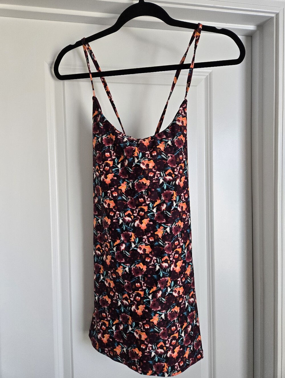 Floral Scoop Neck Swim Dress in Black and Coral - Picture 3 of 7